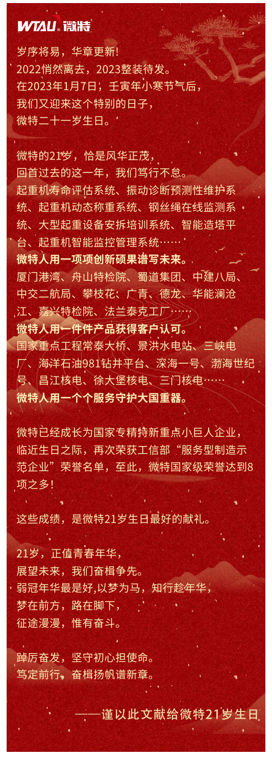 篤定前行 奮楫爭先！丨祝微特21歲生日快樂！